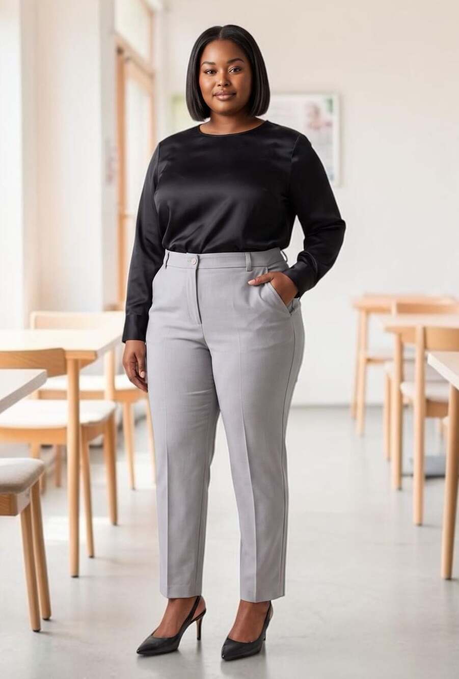 Ermanè Women's Gray Polyester Dress Pants Size 14